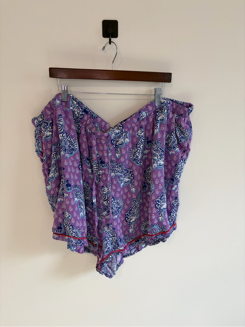 Printfresh Purple Tiger Queen Short Sleeve Pajama Set Plus Size 5X - Picture 11 of 14